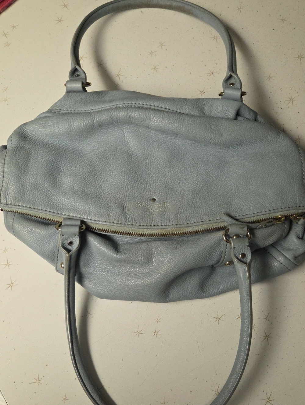 Kate Spade Light Blue Leather Shoulder Bag with Gold Hardware